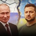 President Putin (l) and President Zelensky